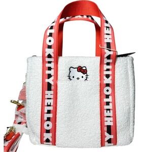 Loungefly Sanrio Hello Kitty White Sherpa Tote Bag with Mini Coin Purse Set NWT